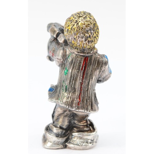 57 - Alessandro Magrino, an Italian silver and enamel figure of a violinist, signed, Firenze hallmark, 7.... 