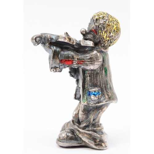 57 - Alessandro Magrino, an Italian silver and enamel figure of a violinist, signed, Firenze hallmark, 7.... 