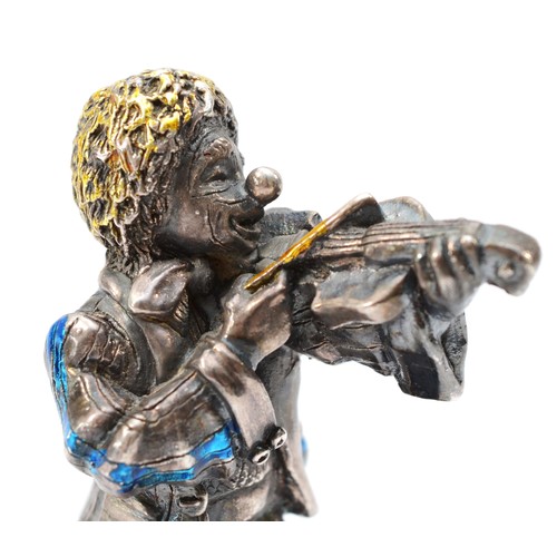 57 - Alessandro Magrino, an Italian silver and enamel figure of a violinist, signed, Firenze hallmark, 7.... 