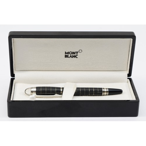 85 - WITHDRAWN. Mont Blanc, Starwalker metal and rubber fountain pen, with 14K white gold nib, push fill ... 