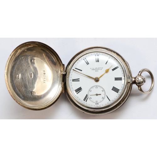 90 - J.G. Graves, a Victorian silver key wind full hunter pocket watch, Chester 1898, 52mm.
Working when ... 