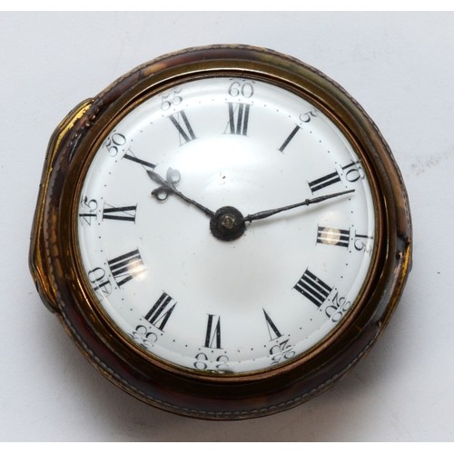 92 - Jonathan Parker, Liverpool, a George III pair cased verge fusee gilt metal pocket  watch, c.1760, wi... 