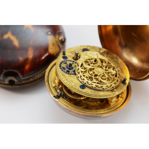 92 - Jonathan Parker, Liverpool, a George III pair cased verge fusee gilt metal pocket  watch, c.1760, wi... 