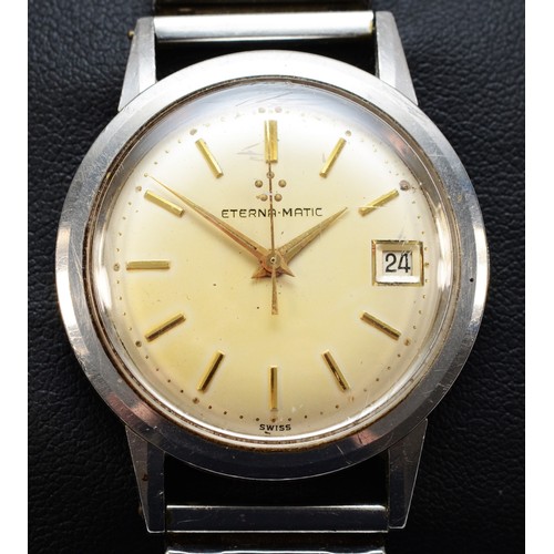 94 - Eterna-matic, a stainless steel date gentleman's wristwatch, c.1950's, cal. 1422U, movement number 4... 