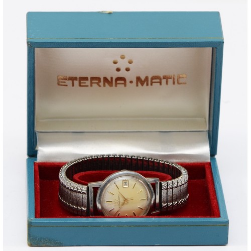 94 - Eterna-matic, a stainless steel date gentleman's wristwatch, c.1950's, cal. 1422U, movement number 4... 