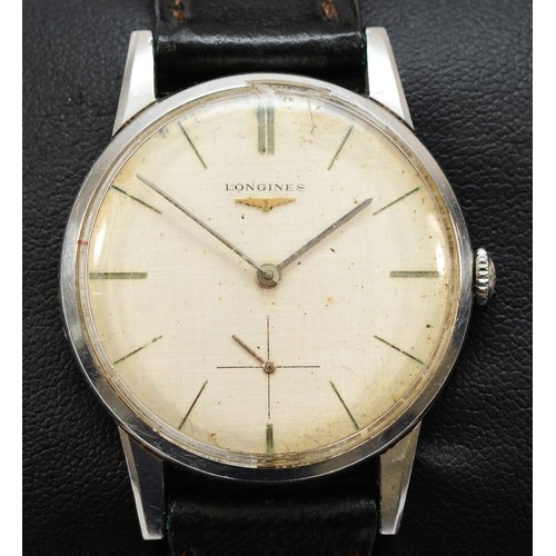 97 - Longines, a stainless steel manual wind gentleman's wristwatch, c. 1960's, ref 8888 31, the silvered... 