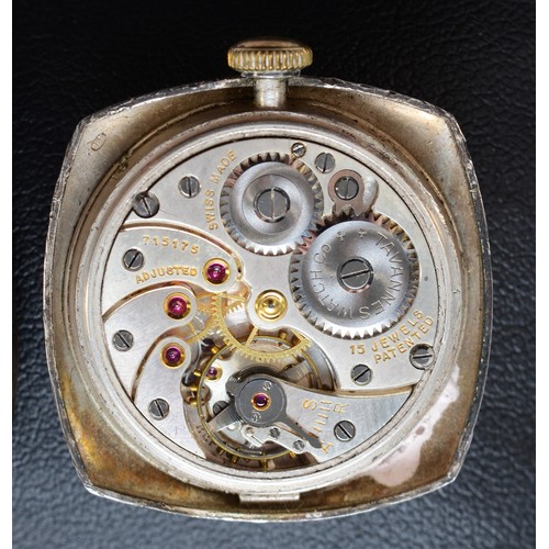 98 - Tavannes Watch Co., a silver manual wind gentleman's wristwatch, Glasgow import 1931, Arabic numeral... 