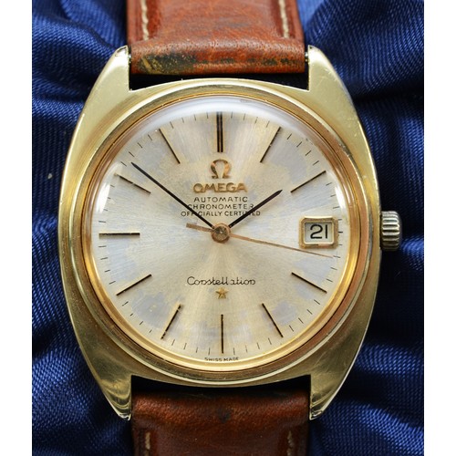 100 - Omega Constelation, automatic chronometer, date gilt metal gentleman's wristwatch, c.1966, ref 168-0... 