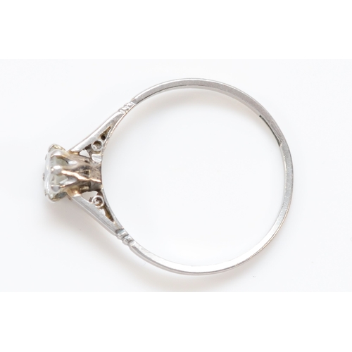 134 - A platinum brilliant cut diamond single stone ring, c.1940's, claw set, approximately 0.40cts, colou... 