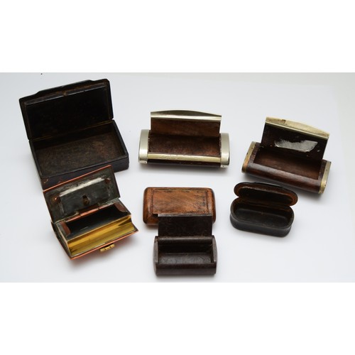 200 - A collection of late 19th century and later snuff boxes, to include a brass and copper example in th... 