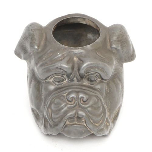 206 - An early 20th century novelty pewter match striker, in the form of a bulldog, 5.5cm tall.