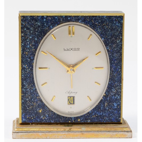 244 - A 1920s Art Deco Jaeger traveling alarm clock, plated copper folding case, the dial stamped Jaeger F... 