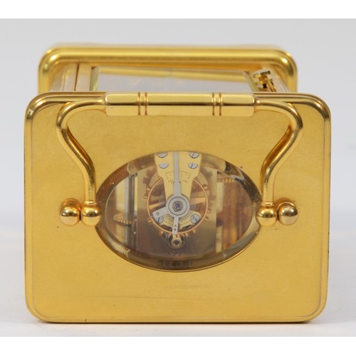 229 - A late 20th century English brass case carriage clock 'The Wallace Collection' having enamelled deco... 