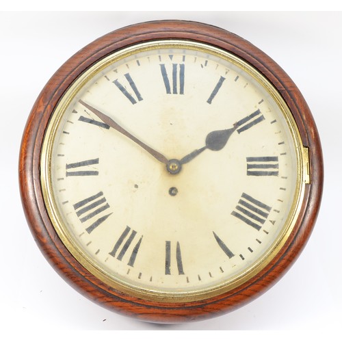 257 - A Victorian mahogany circular wall clock, single fusee movement, moulded mahogany and brass circular... 