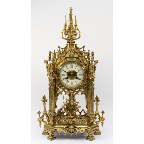 259 - A French Baroque style ormolu mantel clock, circa 20th century, the circular two train outside count... 