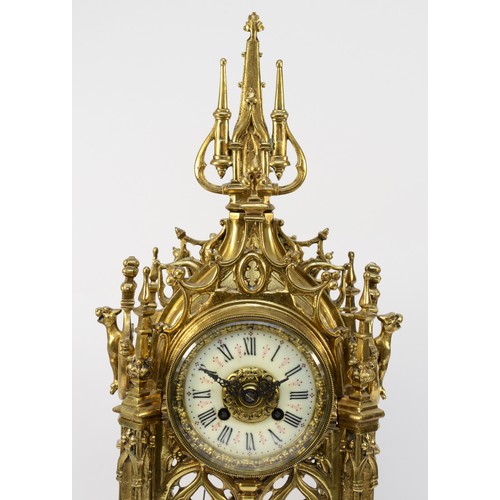 259 - A French Baroque style ormolu mantel clock, circa 20th century, the circular two train outside count... 