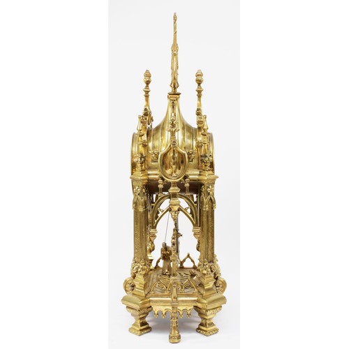 259 - A French Baroque style ormolu mantel clock, circa 20th century, the circular two train outside count... 