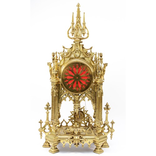 259 - A French Baroque style ormolu mantel clock, circa 20th century, the circular two train outside count... 