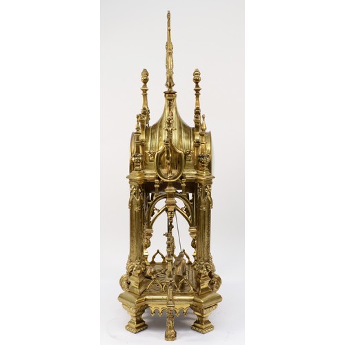 259 - A French Baroque style ormolu mantel clock, circa 20th century, the circular two train outside count... 