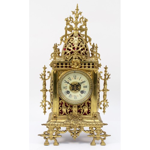 260 - A French Baroque style mantel clock, circa 20th century, the circular two train outside countwheel b... 