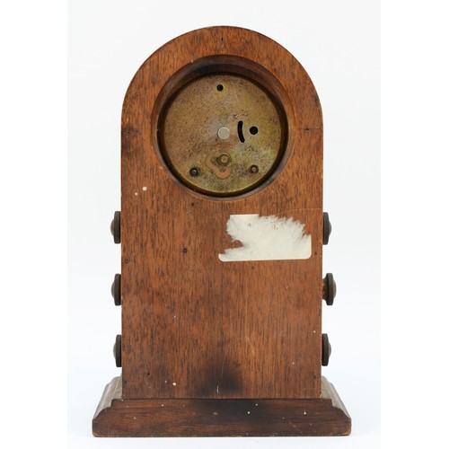 256 - A late 19th century mahogany cased desk calendar, incorporating a clock (in need of repair) 23cm tal... 