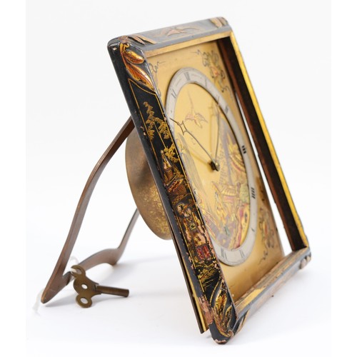 246 - Carrington & Co. an early 20th century Chinoiserie strut clock, the gold lacquered dial with bird an... 