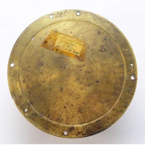 254 - A 20th century ships brass bulkhead clock, having 8-day movement with enamelled dial, roman and arab... 