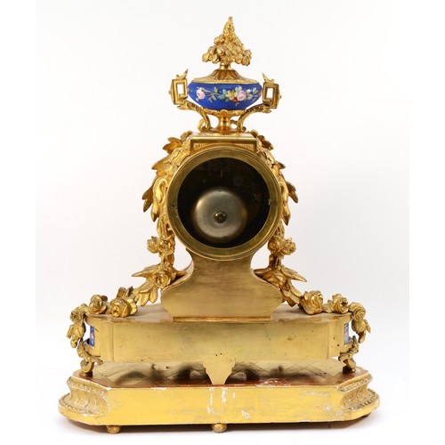 263 - A French ormolu mounted Sèvres mantel clock, late 19th Century, of Louis XVI style, having 8 day str... 