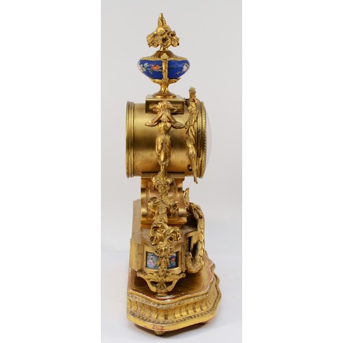 263 - A French ormolu mounted Sèvres mantel clock, late 19th Century, of Louis XVI style, having 8 day str... 