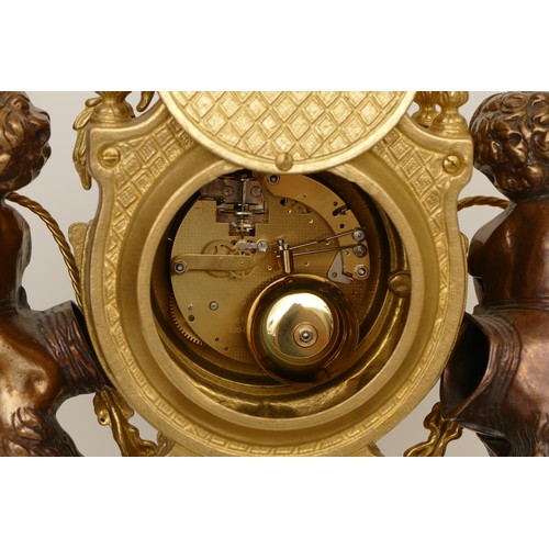 264 - A late 20th century Franz Hermle 'Imperial' clock garniture, the signed two train 8 day movement str... 