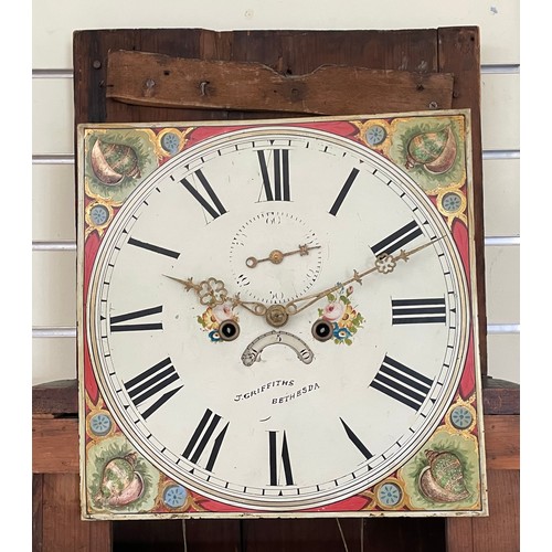 273 - A Victorian inlaid mahogany longcase clock, square painted dial inscribed J.Griffiths Bethesda, with... 