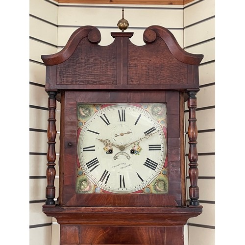 273 - A Victorian inlaid mahogany longcase clock, square painted dial inscribed J.Griffiths Bethesda, with... 