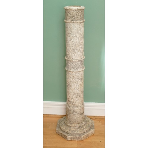 219 - A marble jardinière with matching circular pedestal column on rectangular plinth base.
H104, D25cm.