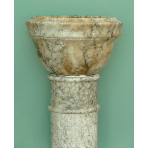 219 - A marble jardinière with matching circular pedestal column on rectangular plinth base.
H104, D25cm.