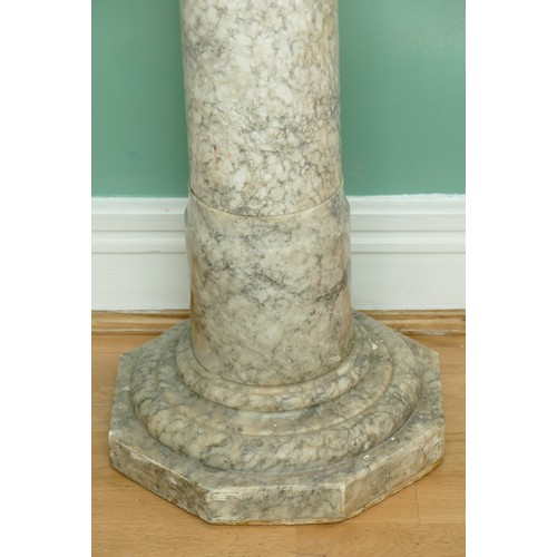 219 - A marble jardinière with matching circular pedestal column on rectangular plinth base.
H104, D25cm.