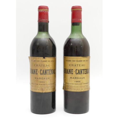 290 - Two bottles Chateau Brane-Cantenac red wine, Margaux 1966, Grand Cru Classe