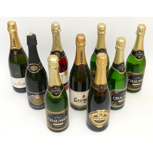 297 - Nine bottles to include sparkling Perry, Cava and Prosecco