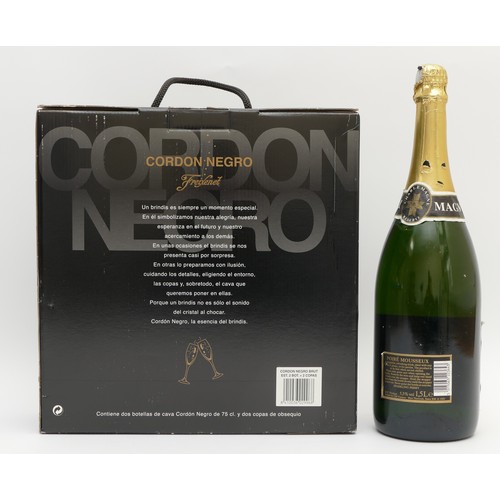 298 - A magnum of Charlemagne reserve demi-sec with a Freixenet gift set comprising of two bottles and two... 