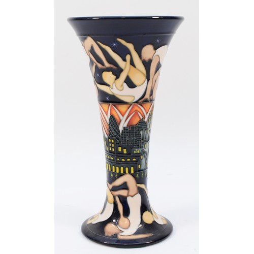 320 - Kerry Goodwin for Moorcroft Pottery 'The Athletes', limited edition vase, 2011, flared trumpet form,... 