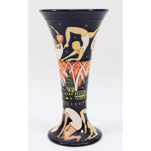 320 - Kerry Goodwin for Moorcroft Pottery 'The Athletes', limited edition vase, 2011, flared trumpet form,... 