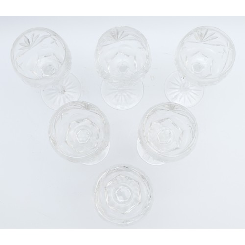 330 - A set of six Waterford Crystal 'Colleen' wine glasses, stamped to bases, 19cm tall.