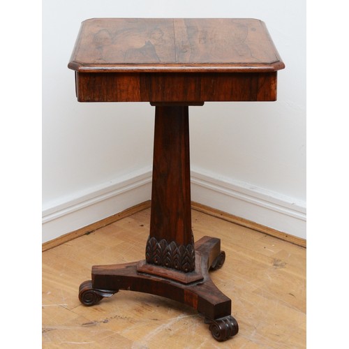 370 - A William IV rosewood side table, having moulded edge top with single drawer, supported on a tapered... 