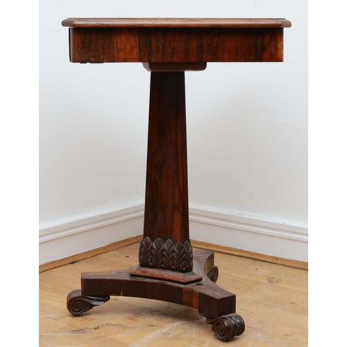 370 - A William IV rosewood side table, having moulded edge top with single drawer, supported on a tapered... 