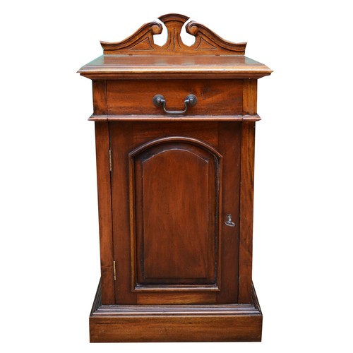 371 - A Victorian mahogany pot cupboard, single drawer over panelled door opening to reveal a single shelf... 