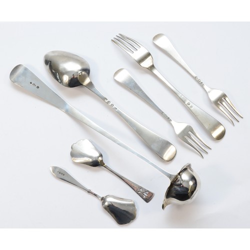 6 - A Dutch silver sauce ladle, 800 standard, and other Dutch silver flatware, 265gm