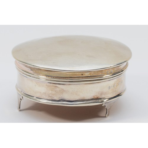 24 - A silver trinket box, Birmingham 1912, hinged cover, lacking interior, diameter 8cm