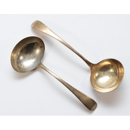 38 - Two silver George III gravy ladles, London 1794 and 1798, 80gm