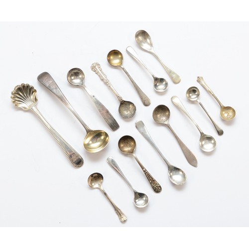 46 - A collection of George III and later condiment spoons, 76gm