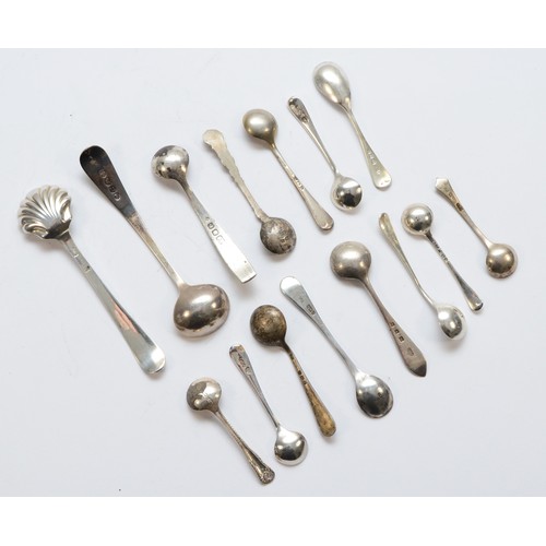 46 - A collection of George III and later condiment spoons, 76gm