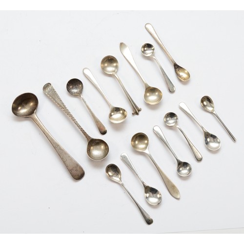 52 - A collection of George III and later condiment spoons, 79gm